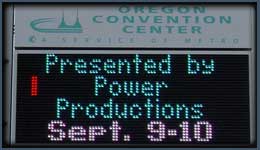Reader board for Event Camp at Oregon Convention Center